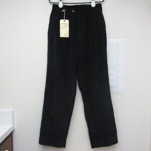 New NON STOCK Black Corduroy Pants Men Pleated Size S (28x30)100% Heavy Cotton
